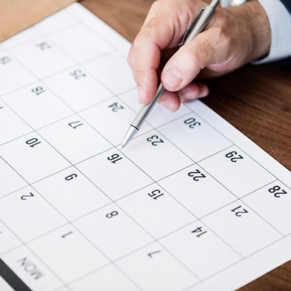Calendar schedule with pen